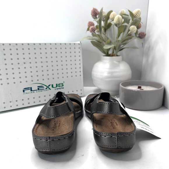 Flexus by Spring Step Lineata Strappy Sandals Pewter Women 7.5/EU 38 NWB Casual - Picture 3 of 10